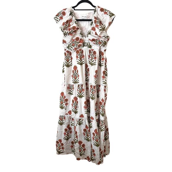 SAYLOR Sallyann Poppy Floral Midi Dress White Medium - Picture 2 of 6